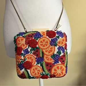 Anthropologie Fiesta Fruit Beaded Crossbody Purse/Clutch